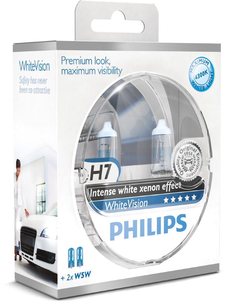 Галогенные автолампы Philips H7 White Vision 4300K