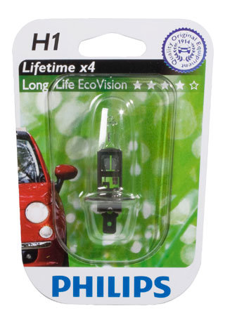 Галогенные автолампы Philips H1 LongLife EcoVision 