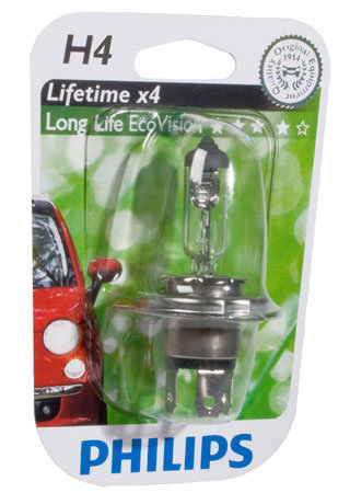 Галогенные автолампы Philips H4 LongLife EcoVision  