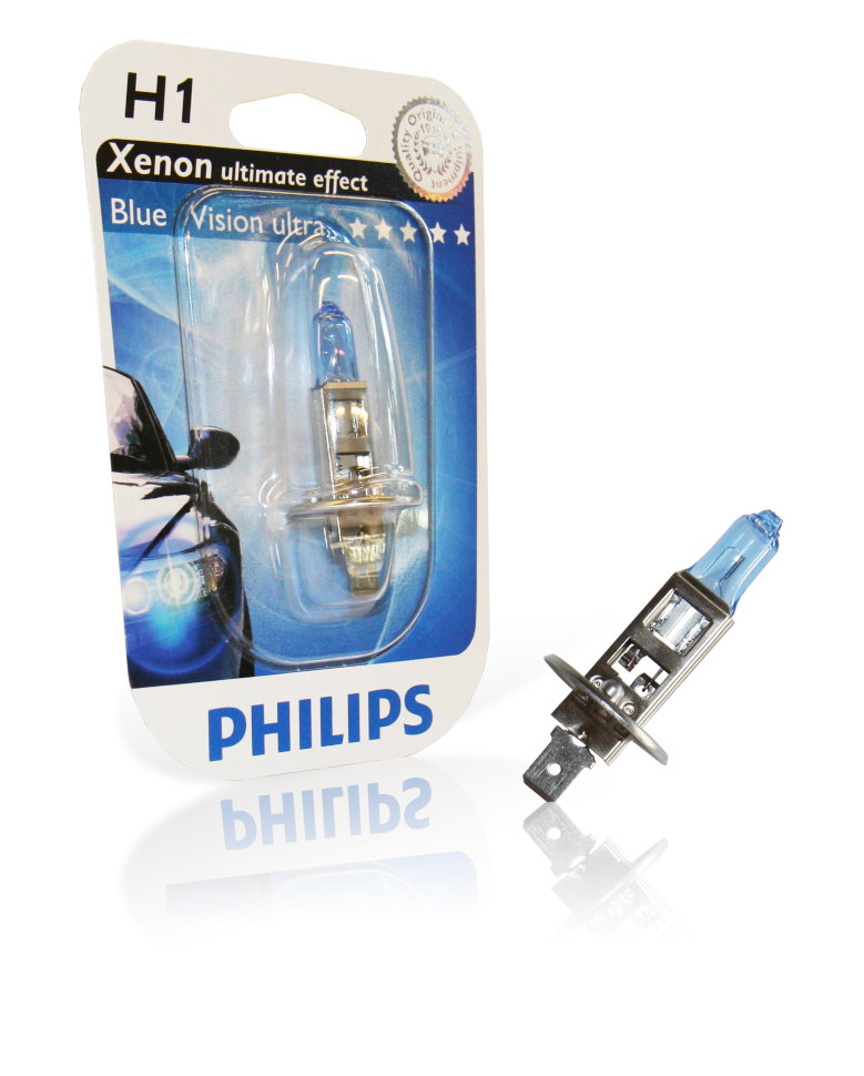 Галогенные автолампы Philips H1 Blue Vision Ultra 4000K