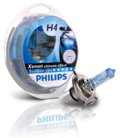 Галогенные автолампы Philips H4 Blue Vision Ultra 4000K (Twin Blister) 