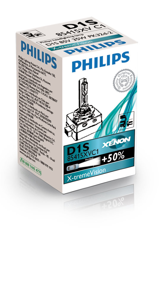 Штатная ксеноновая лампа Philips Xenon XtremeVision D1S (85415XVC1) 